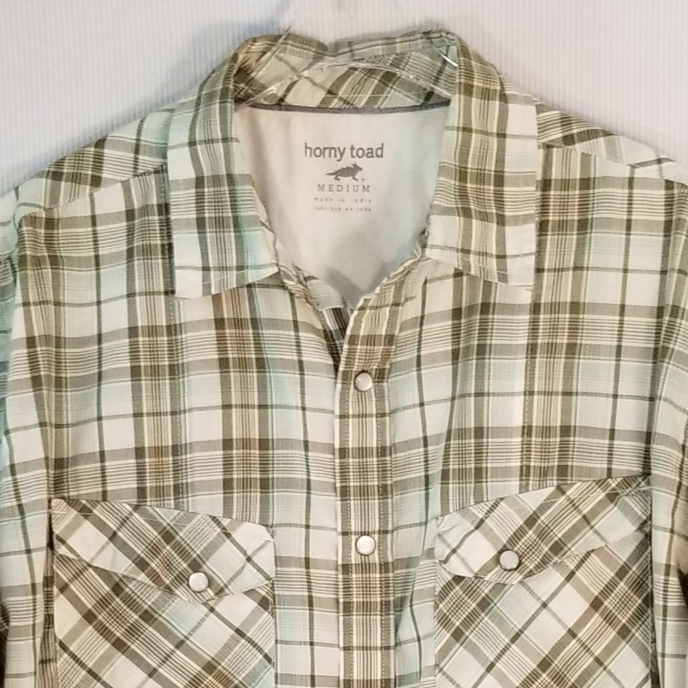Horny Toad Plaid Short Sleeve Pearl Snap Men's Shirt Medium